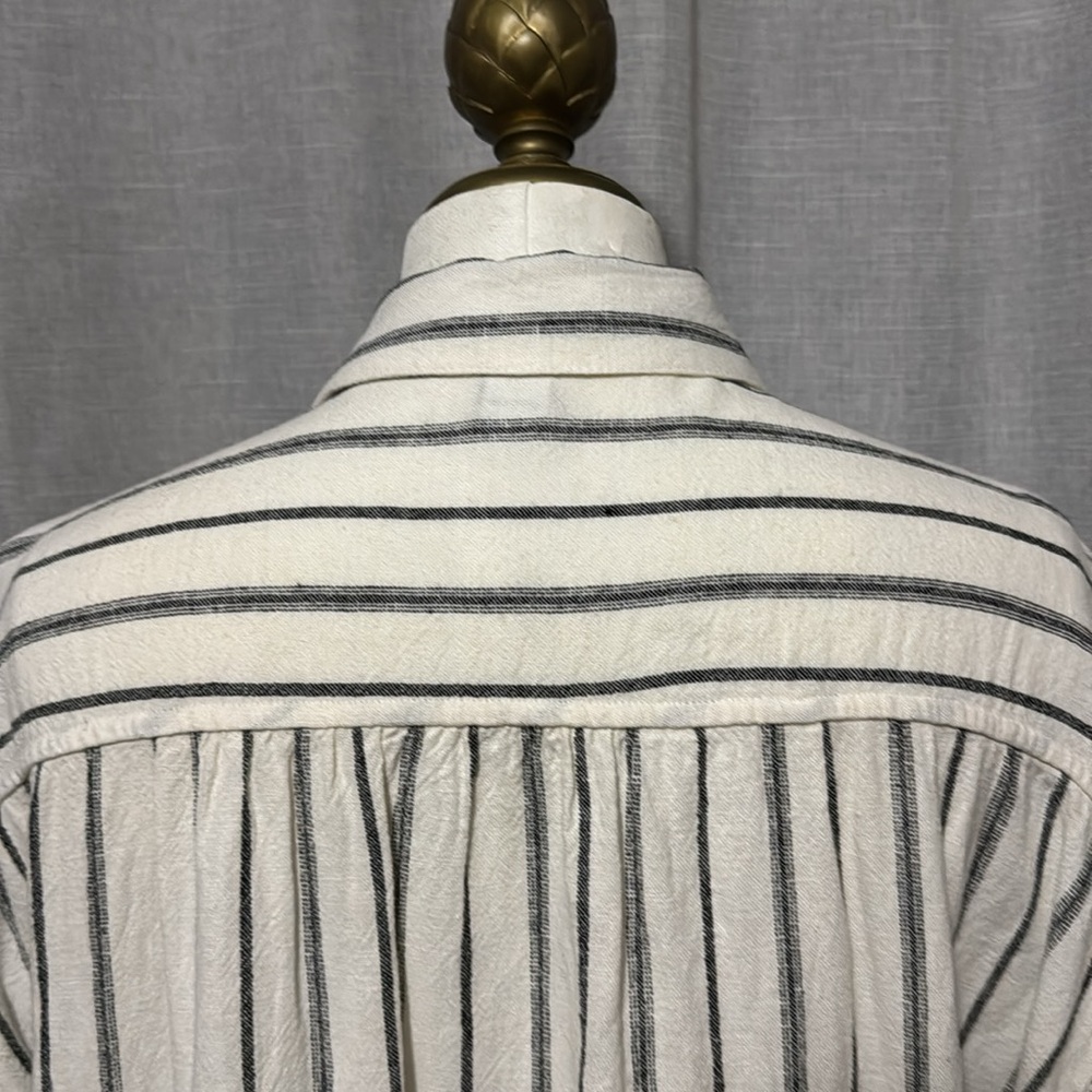 Old Navy-Sz L-Linen Button Front Dress-White & Black Stripes- - Picture 10 of 16